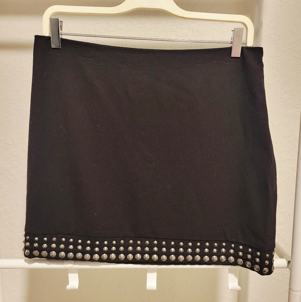 Rocker Mini Skirt With Nail Heads
